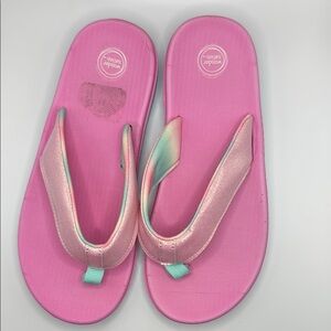 Pink Flip Flops with Pink Glitter Strap Girls Size 1-2
